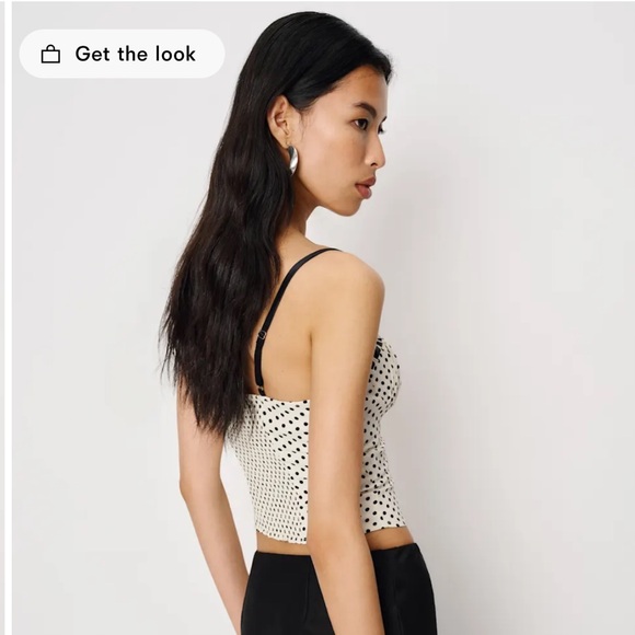 Reformation "Andrea" Eclipse Polka Dot Sweetheart Tie Cami Spaghetti Strap Top - Picture 7 of 14
